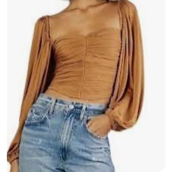 The Westside by Sari Sloanne Crop Top in Gold NWT Size XS - Picture 1 of 7